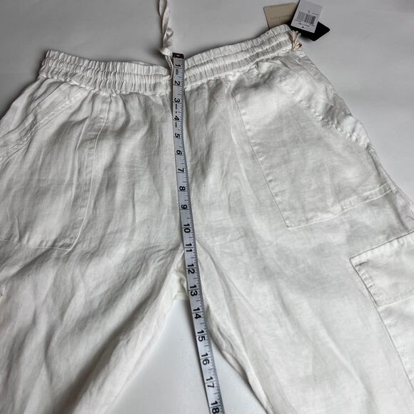 Magaschoni Womens Linen Utility Cargo Pockets Elastic Waist Drawstring Pants - Picture 14 of 15